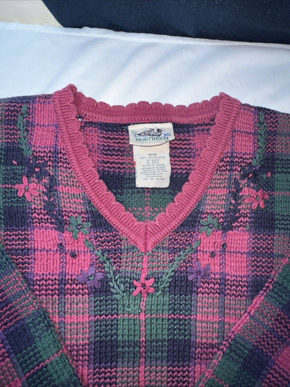 Vintage 90's Northern Reflections Cotton Pullover Sweater Women's Medium Purple - Picture 3 of 9